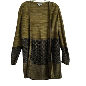 MISOOK EXCLUSIVELY GOLD METALLIC LONG LINE CARDIGAN SIZE MEDIUM